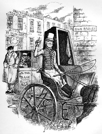 Viimeinen taksinkuljettaja ja ensimmäinen Omnibus Cad, c1900 tekijältä George Cruikshank