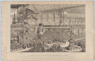 Kaikkien kansakuntien suuren teollisuusnäyttelyn avajaiset, hänen armollisimmat majesteettinsa..., 1851. tekijältä George Cruikshank