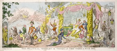 "The Political Medley" tai "Things as They Were in June 1812", pub. 1812 tekijältä George Cruikshank