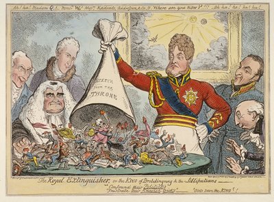 "Kuninkaallinen sammutin eli Brobdingnagin kuningas ja liliputilaiset", 1821 tekijältä George Cruikshank