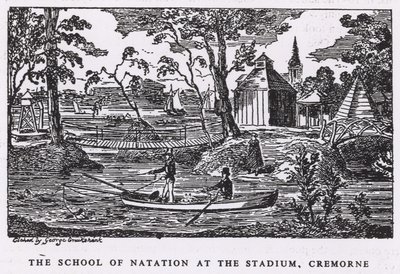 Koulu Natation stadionilla, Cremorne Gardens -stadionilla tekijältä George Cruikshank