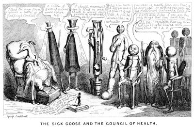 Sairas hanhi ja terveysneuvosto, 1800-luku tekijältä George Cruikshank