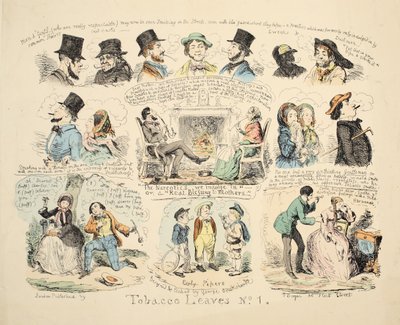 Tobacco Leaves No. 1, pub. 1851 (käsinvärinen kaiverrus) tekijältä George Cruikshank