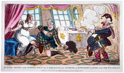 "Turtle kyyhkyset ja turtle keitto!", 1822. tekijältä George Cruikshank
