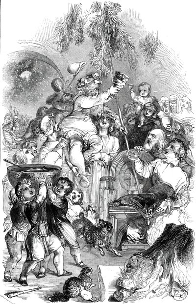 Bringing in Christmas - piirtänyt William Harvey, 1845. tekijältä George Dalziel
