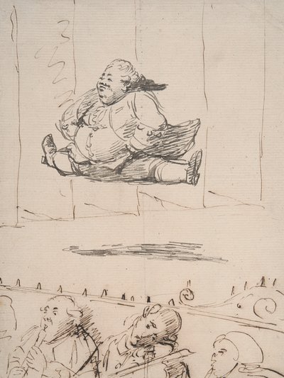 Mies, joka tekee halkeamia, n. 1760-1790 (kynä ja ruskea ja harmaa muste paperilla) tekijältä George Dance