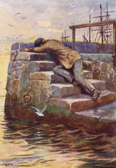 Ponnistelu uuvutti hänen voimansa (värilitografia). tekijältä George Derville (after) Rowlandson