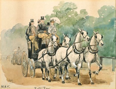 Toukokuu: Valmennus (kynä ja muste ja wc paperilla) tekijältä George Derville Rowlandson