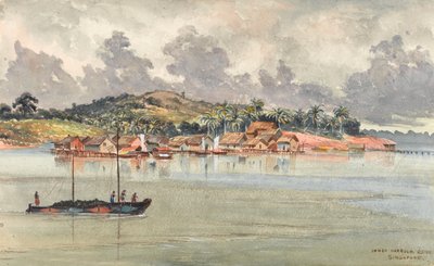 Inner Harbour, S Side, Singapore, n. 1859-1862 (akvarelli) tekijältä George E.L.S. Sanford