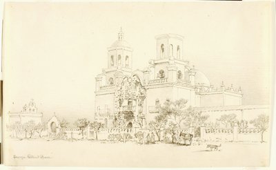 Nimetön (siirtopiirros San Xavierin lähetysasemaa varten, Tucson, Arizona) tekijältä George Elbert Burr