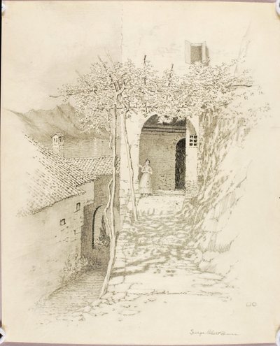 Nimetön (siirtopiirros teosta Kyläkatu, Luganojärvi, Italia [nro 1] varten) tekijältä George Elbert Burr