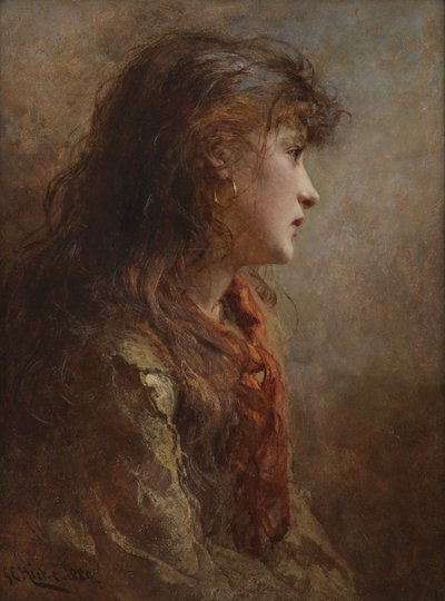 Mustalaistyttö, 1880 tekijältä George Elgar Hicks