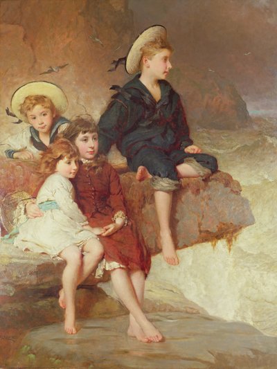 Sir Hussey Vivianin lapset meren rannalla tekijältä George Elgar Hicks