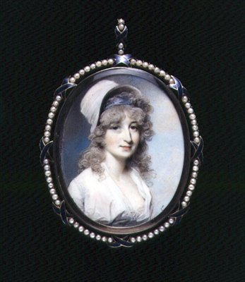 Muotokuva rouva Lindsaysta (?) n. 1790 (akvarelli norsunluulla) tekijältä George Engleheart