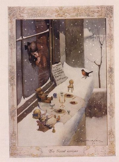 Vieras saapuu elokuvasta "The Graphic Christmas Number" tekijältä George Ernest Studdy