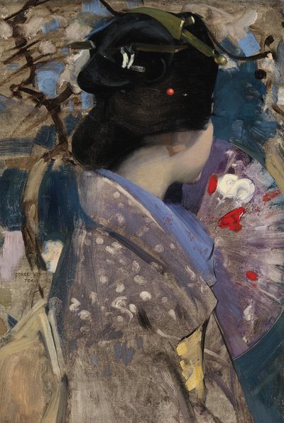 Japanilainen nainen tuulettimen kanssa tekijältä George F. Henry
