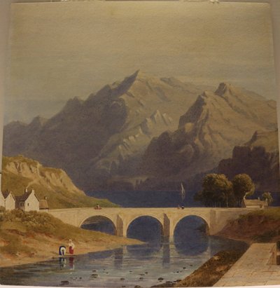 Näkymä Fort Augustusista, Caledonian Canal, noin 1830 (vesiväri paperille). tekijältä George Fennel Robson