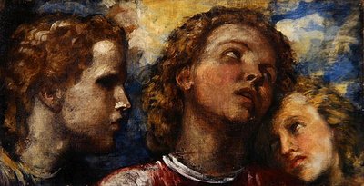 Luonnos kolmesta päästä (öljy kankaalle) tekijältä George Frederic Watts