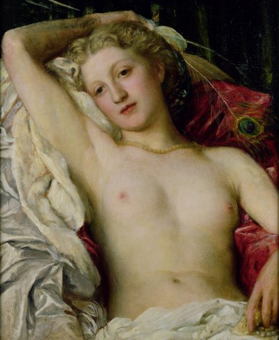 Tyttö Peacock-fanerin kanssa tekijältä George Frederick Watts