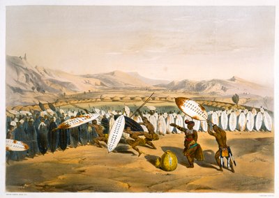 Umpanda arvioi joukkojaan Nonduengissa, 1849 tekijältä George French Angas