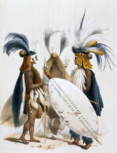 "Kuningas Pandan armeijan Zulu-sotilaat", 1849 tekijältä George French Angas