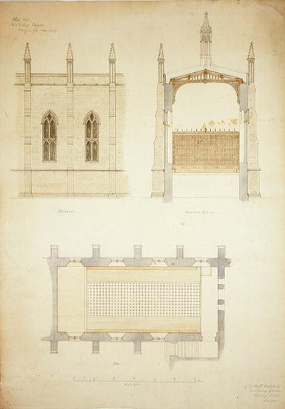 New College Oxford: Suunnittelu uudelle salin katolle tekijältä George Gilbert Scott
