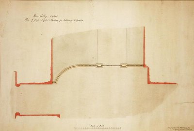 New College Oxford: Ehdotetut portit ja kaiteet puutarhan sisäänkäynnille tekijältä George Gilbert Scott