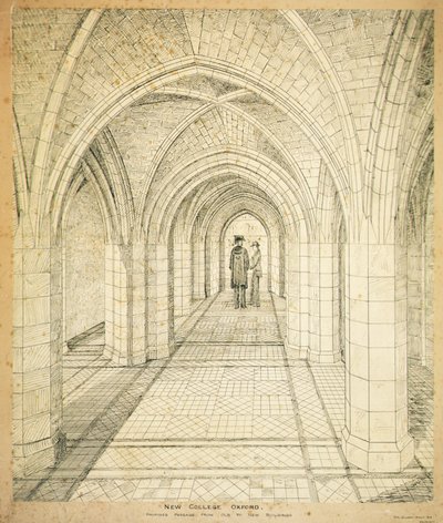 New College Oxford: Ehdotettu siirtymä vanhasta uusiin rakennuksiin tekijältä George Gilbert Scott