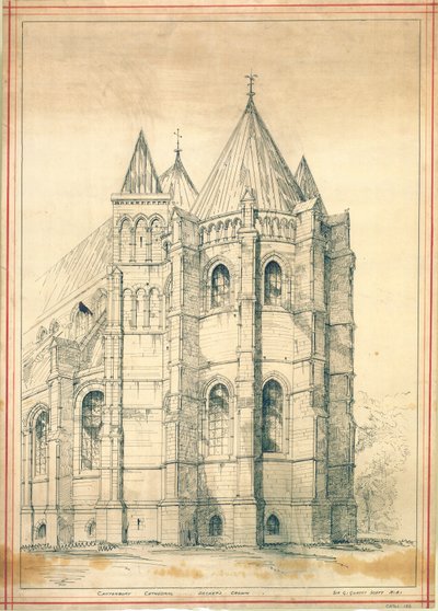 Luonnos, n. 1860 (paperi) tekijältä George Gilbert Scott