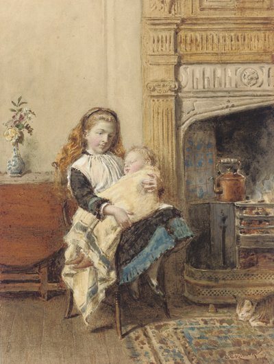 Minding Baby, 1896 tekijältä George Goodwin Kilburne