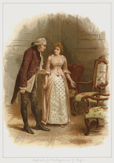 Sophia, Lady Newdegate ja Sir Roger (värilitho) tekijältä George Goodwin Kilburne