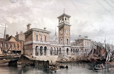 Billingsgate Wharf ja Market, Lontoo, 1851 tekijältä George Hawkins