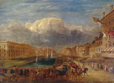 Kuningatar Victorian ja prinssi Albertin vierailu Manchesteriin vuonna 1851 tekijältä George Hayes