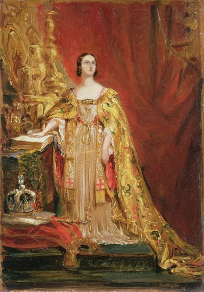 Kuningatar Victoria (1819-1901) vannoi kruunajavalan, 28. kesäkuuta 1838 tekijältä George Hayter