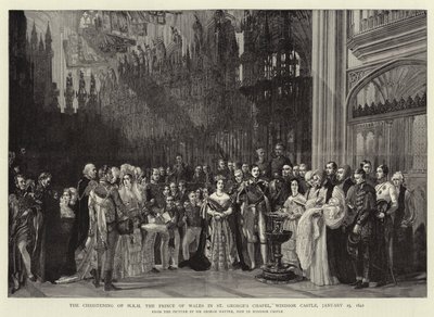 Walesin prinssin ristiäiset Pyhän Yrjön kappelissa Windsorin linnassa 25. tammikuuta 1842. tekijältä George Hayter