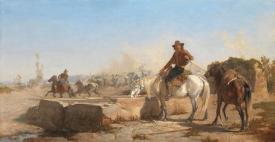 Buttero juottamassa hevostaan roomalaisella Campagnalla, 1853. tekijältä George Hemming Mason