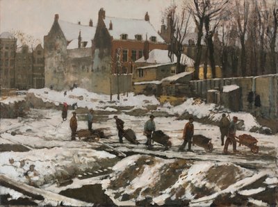 Rakennustyömaa Amsterdamissa, n. 1902. tekijältä George Hendrik Breitner