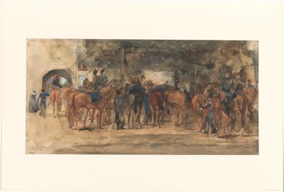 Ratsuväki lepää aukiolla tekijältä George Hendrik Breitner