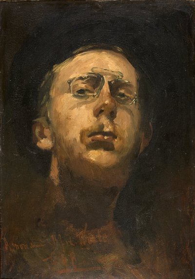 Omakuva, jossa on pince-nez-silmälasit  tekijältä George Hendrik Breitner