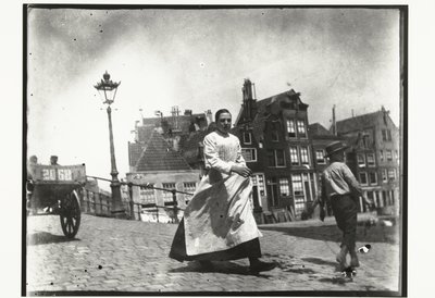 Katunäkymä Lindengracht Lijnbaansgrachtin risteyksessä Amsterdamissa tekijältä George Hendrik Breitner