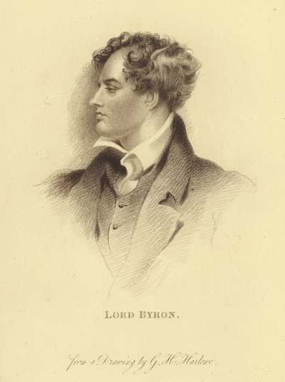 Lord Byronin muotokuva (kaiverrus) tekijältä George Henry (after) Harlow