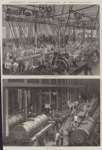 Stephensonin veturimanufactory Newcastle-on-Tynessä tekijältä George Henry Andrews