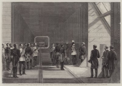 Walesin prinssi sulkee Victoria Tubular Bridgen viimeisen niitin St Lawrencen yli tekijältä George Henry Andrews