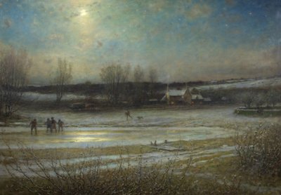A Frosty Night - The Frozen Mill Pond, n. 1904 (öljy kankaalle) tekijältä George Henry Boughton