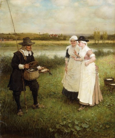 Isaac Walton and the Milkmaids, 1888 tekijältä George Henry Boughton