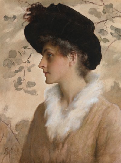 Naisen muotokuva, 1888 (wc, vartaloväri paperille) tekijältä George Henry Boughton