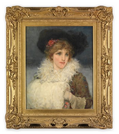 Nainen, puolipitkä (Öljy kankaalle) tekijältä George Henry Boughton