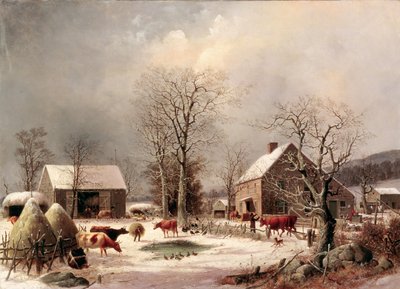 Maatilan piha talvella tekijältä George Henry Durrie