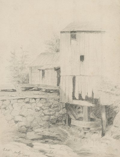 Vanha mylly, 1846 (grafiittia kiillotetulla paperilla) tekijältä George Henry Hall