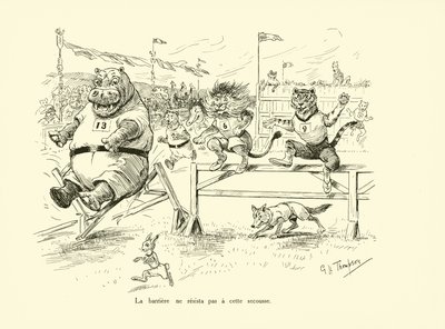 Este ei kestänyt iskua (litografia). tekijältä George Henry Thompson